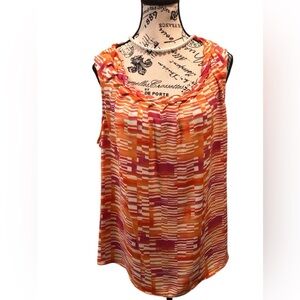 Coldwater Creek 1X/18 Orange and Pink Patterned Women's Tropical Sleeveless Top